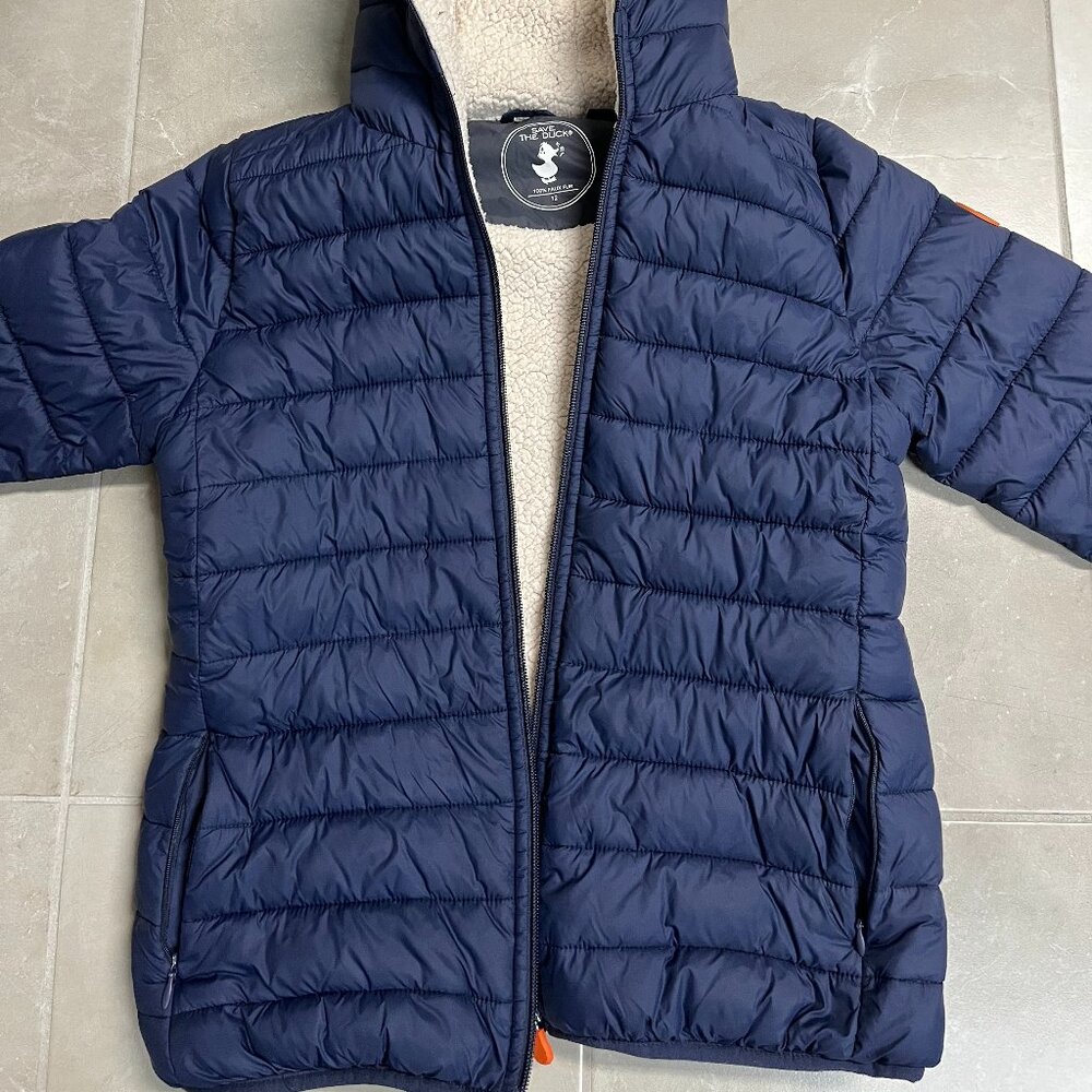 SAVE THE DUCK - Junior Boys Fall/Winter Navy Blue Hooded Puffer Jacket - 12